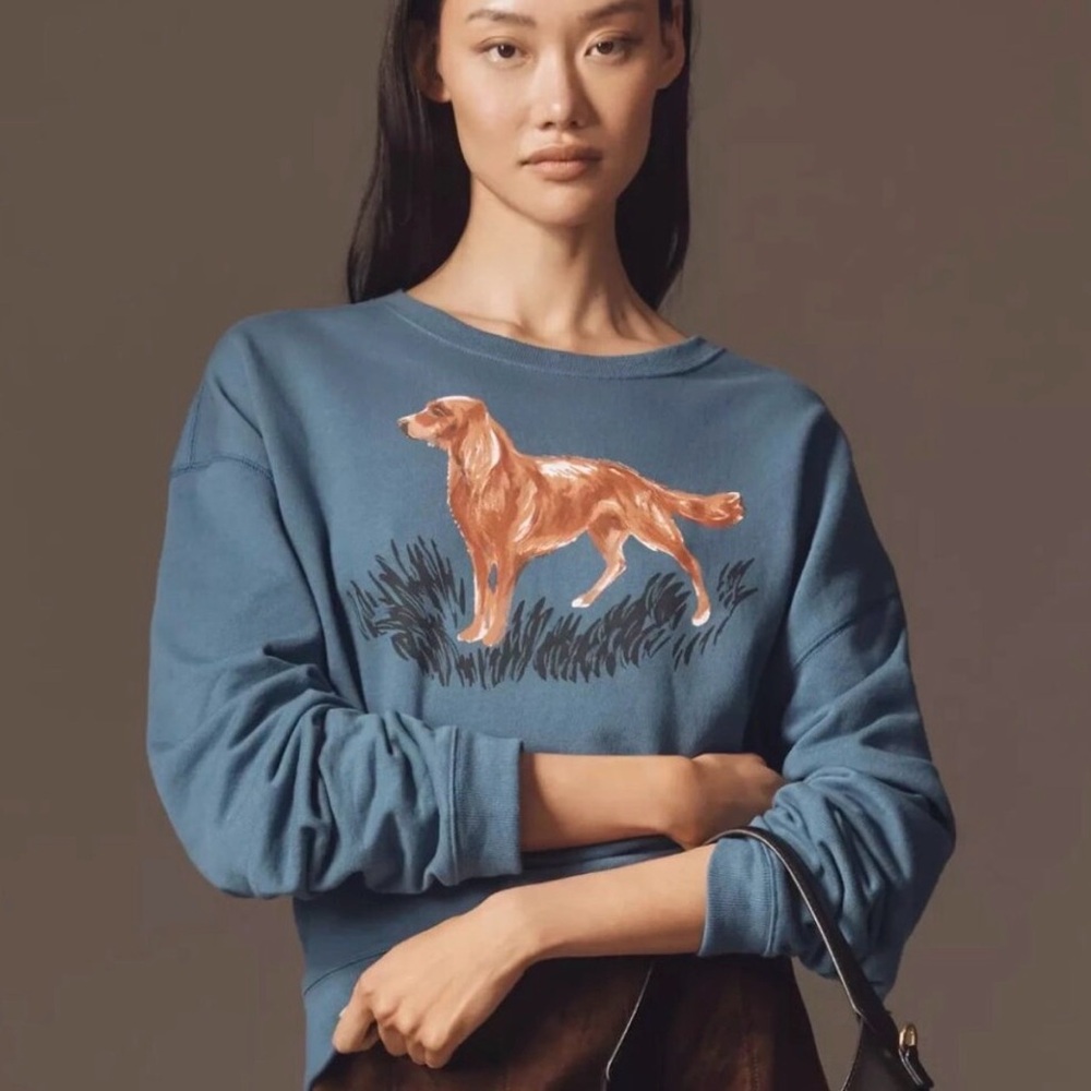 Maeve Blue Dog Graphic Sweatshirt